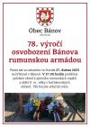 78. výročí osvobození Bánova rumunskou armádou